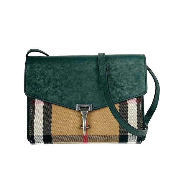 NWT BURBERRY MACKEN HOUSE CHECK DERBY LEATHER CROSSBODY BAG - Picture 3 of 11